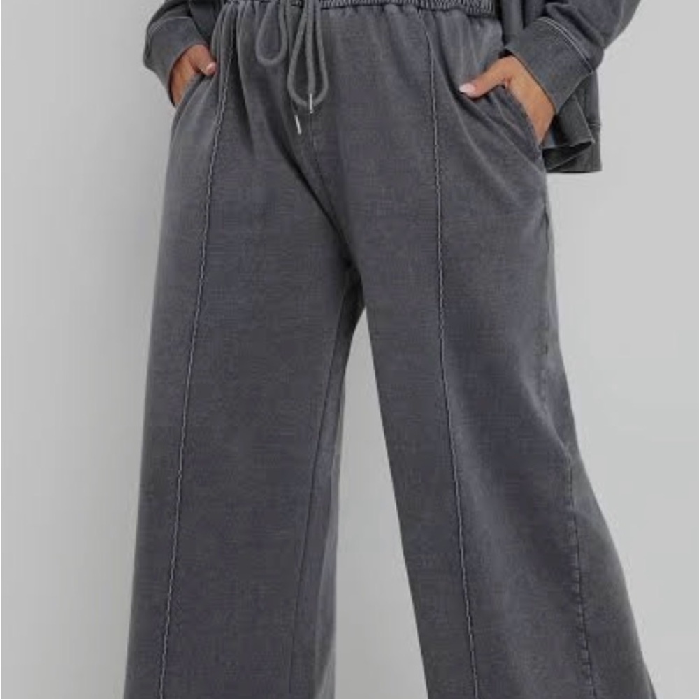 Sunday Charcoal Wide-Leg Pants